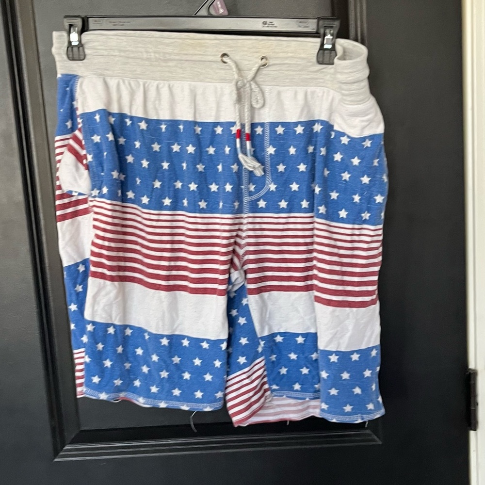 Men's Star and Stripe Swim Board Shorts - Blue and Red